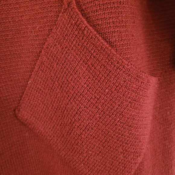 Red Sweater COCOGIO made in Italy - Large button up 50% Merino wool/ Acrylic - Picture 7 of 16